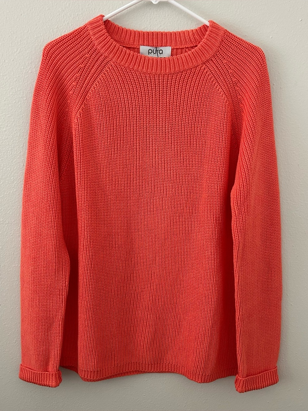 Pura Cashmere 100% Supima Cotton Knit Pullover Sweater Women’s XL Coastal Peach